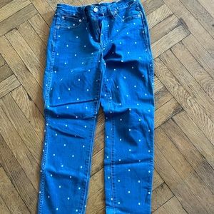 Stretch polka dot denim